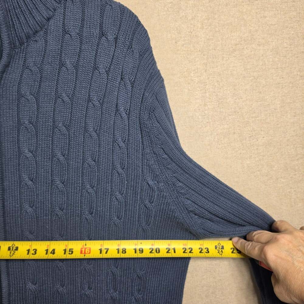 Company 81 Cable Knit Cardigan Mens XL 100% Cotton Full Zip Blue Fisherman - Picture 4 of 10